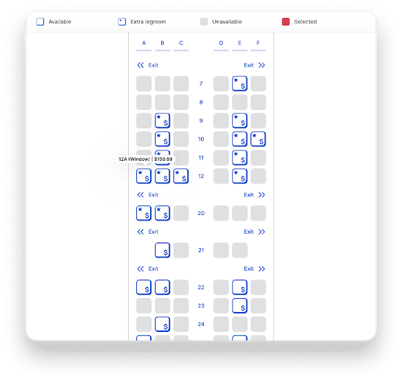 Seat selection with split payments on Spotnana.