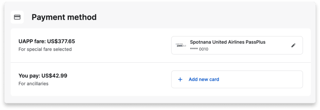 Spotnana's interface for split paments.